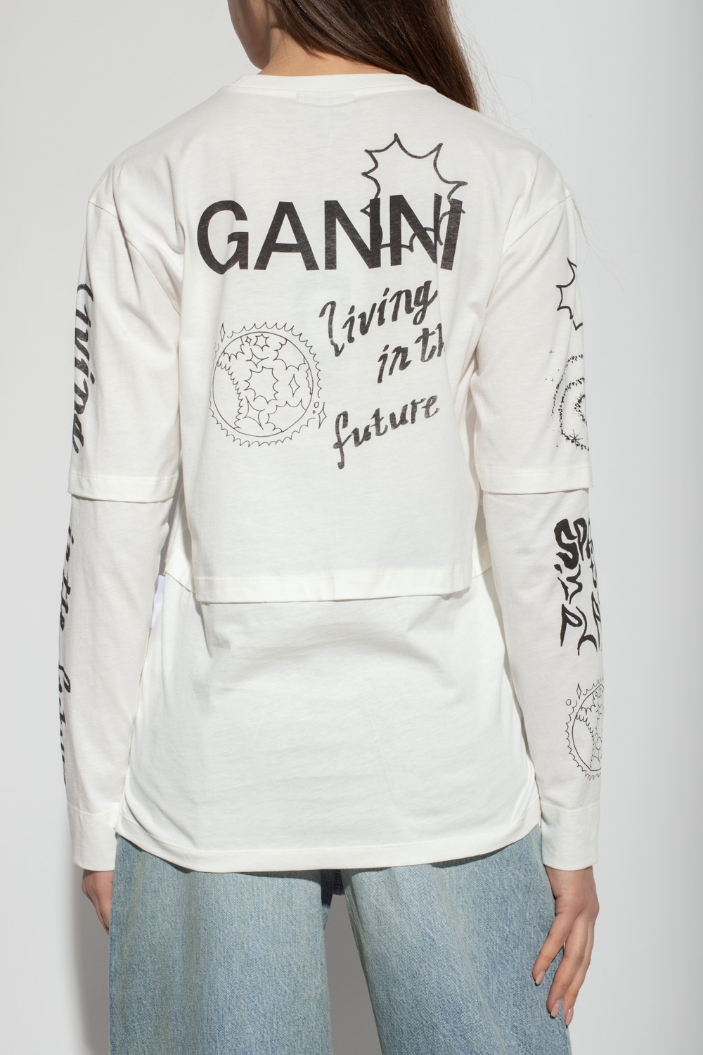 Ganni T-shirt with long sleeves | Women's Clothing | Vitkac
